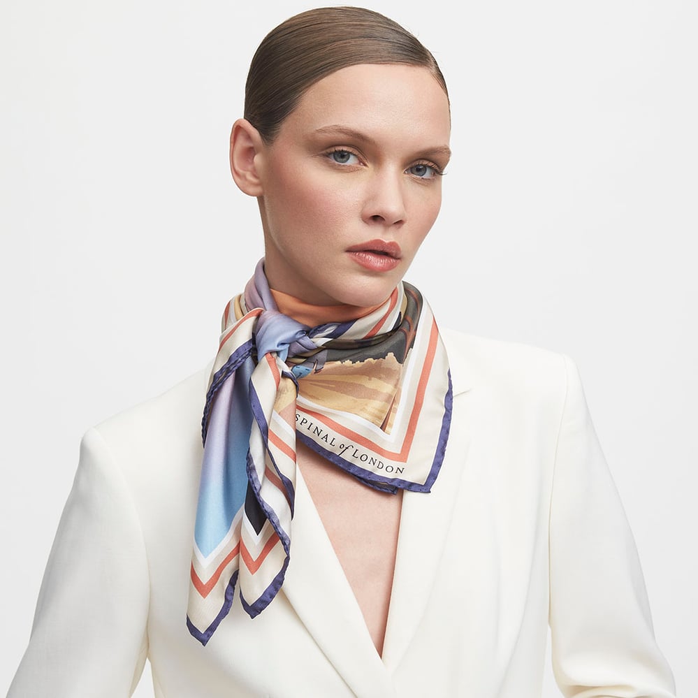 South Downs Silk Scarf Burnt Orange Pure Silk