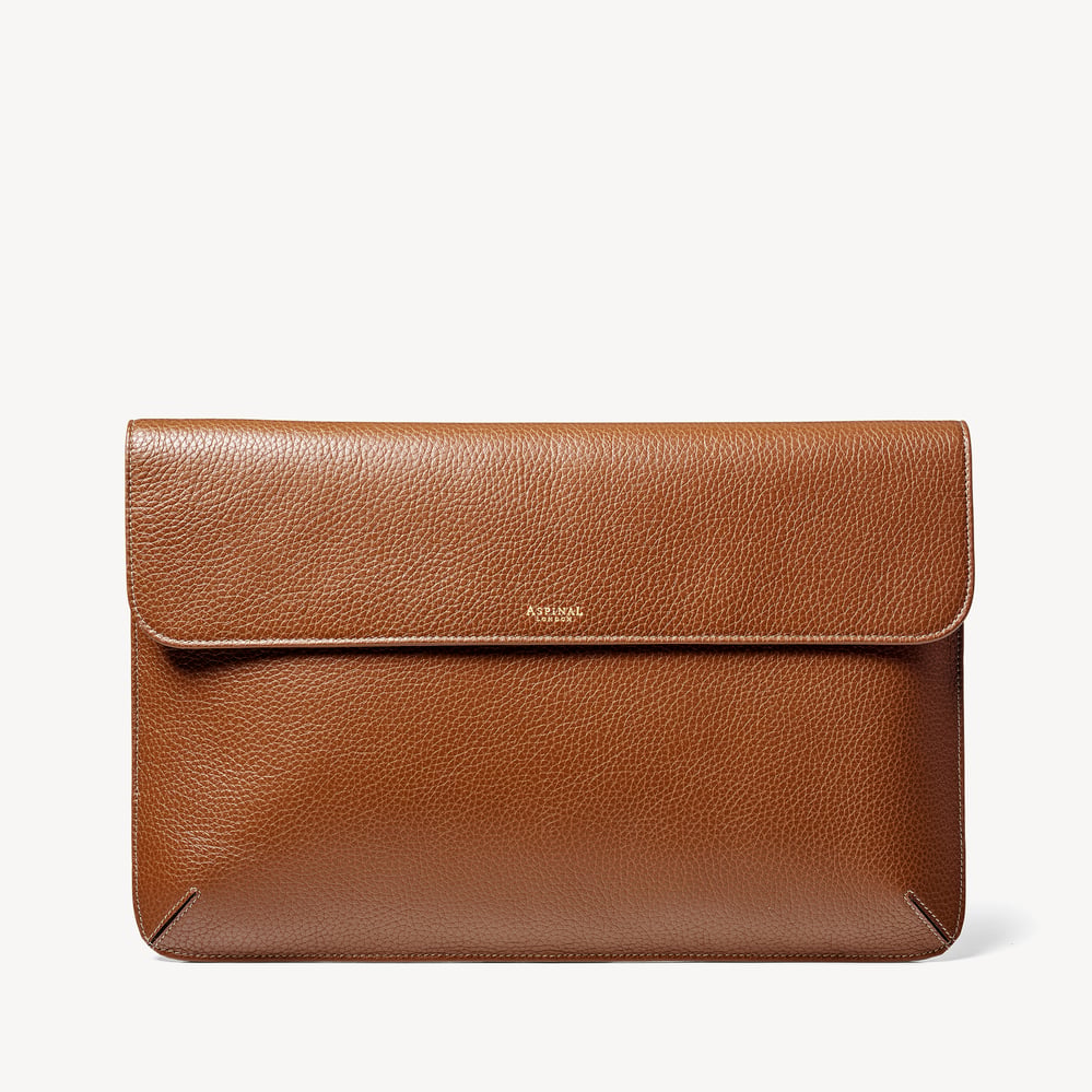 Leather Laptop Case Tan Pebble