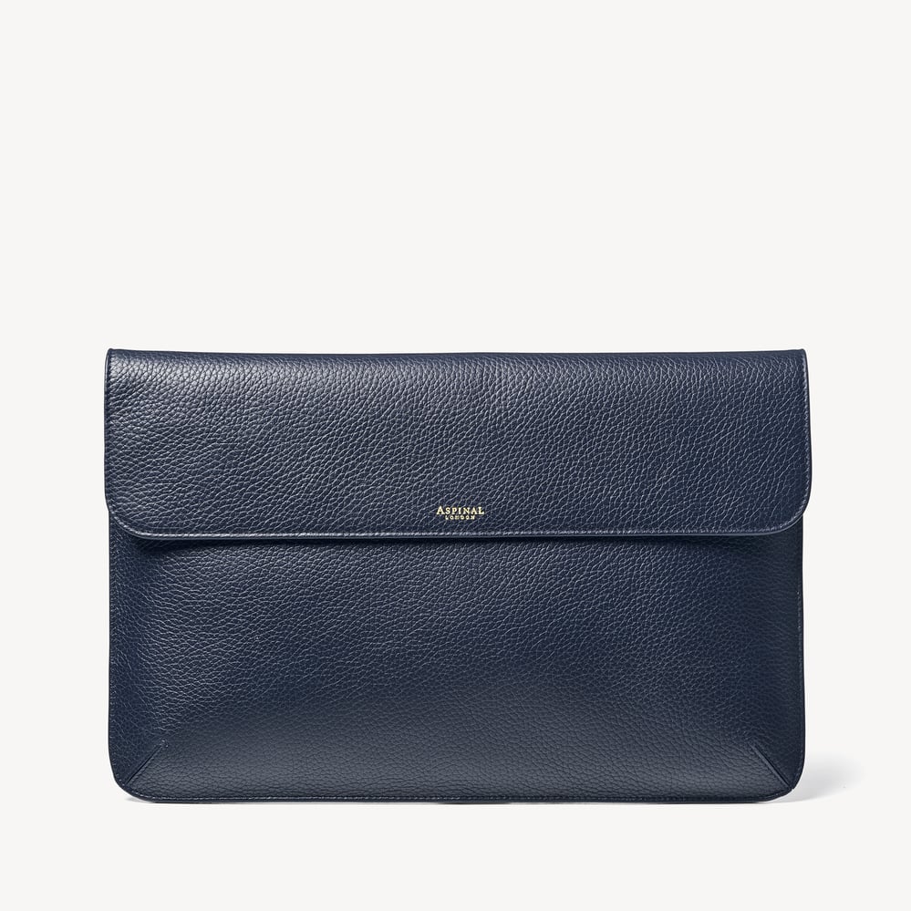 Leather Laptop Case Navy Pebble