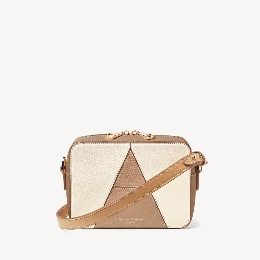 Camera Crossbody Soft Taupe & Ivory Pebble
