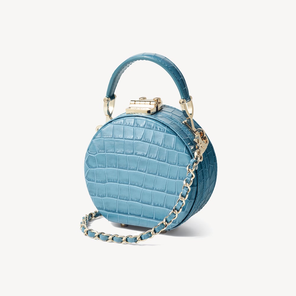 Micro Hat Box Deep Shine Cornflower Small Croc