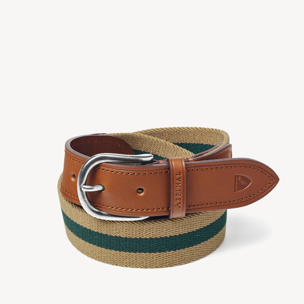 Webbing Belt Natural & Evergreen Stripes