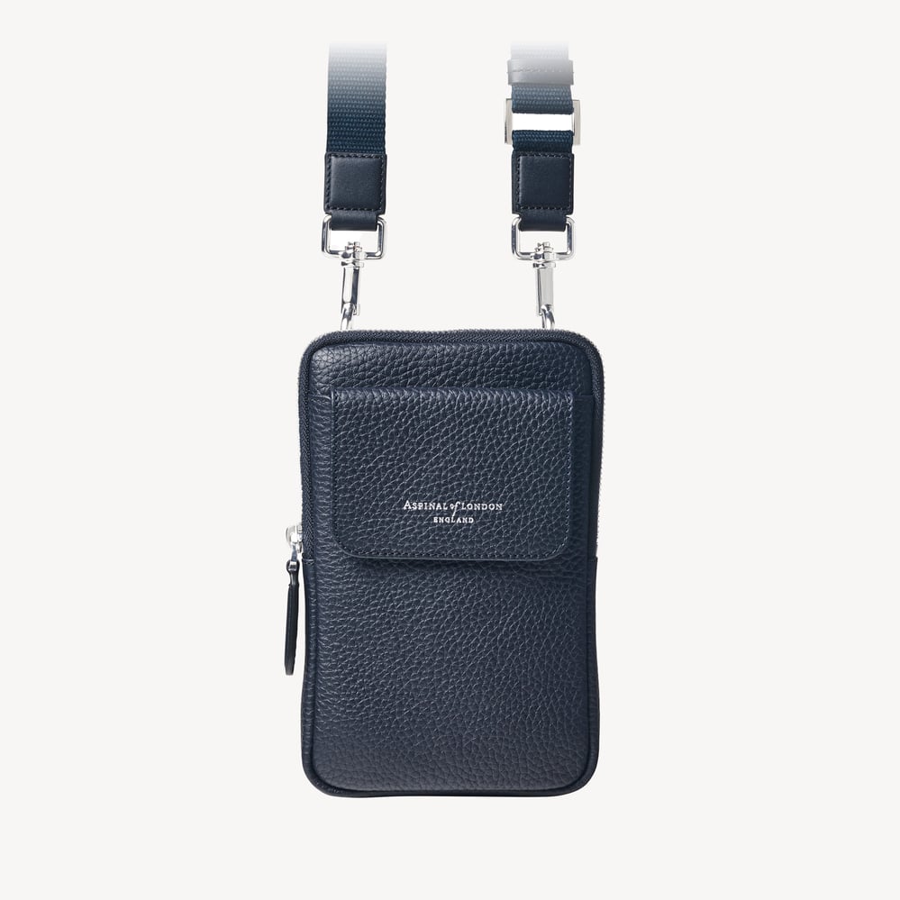 Reporter Crossbody Phone Bag Navy Pebble