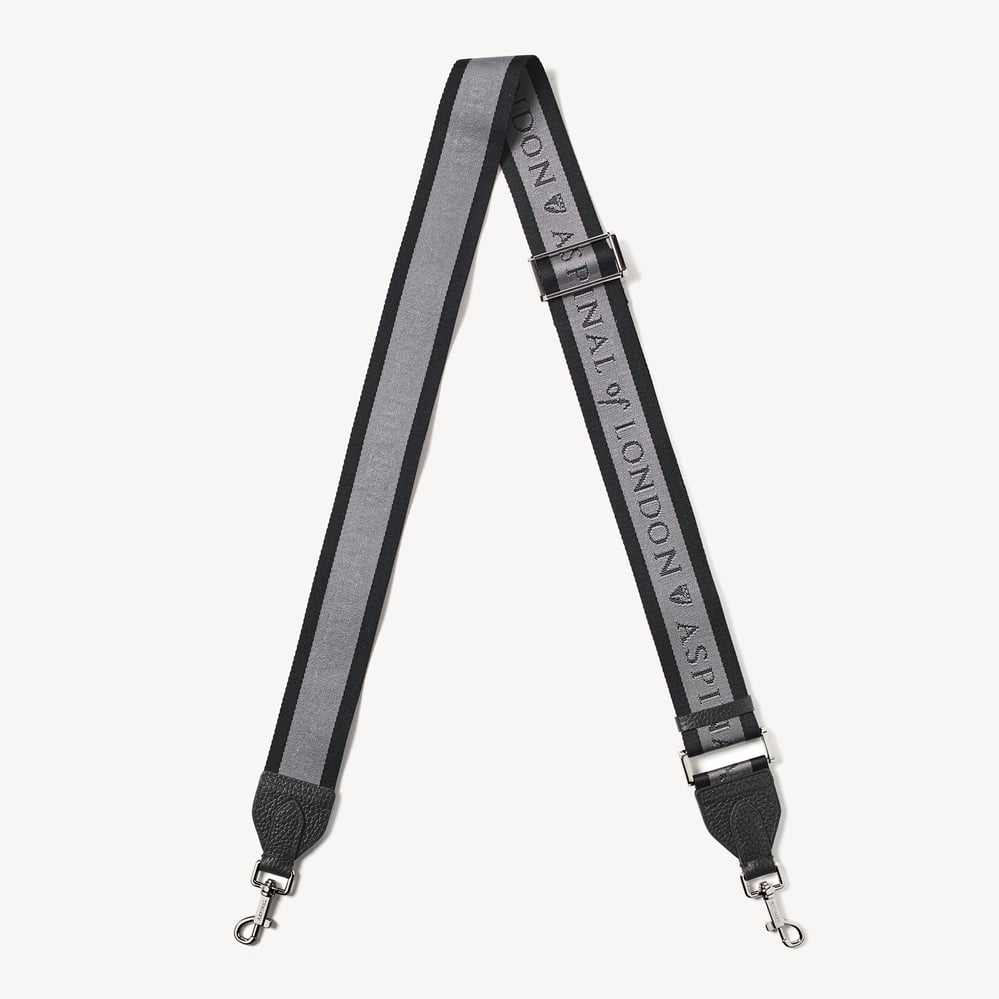 Webbing Bag Strap Black Pebble with Aspinal Signature Jacquard