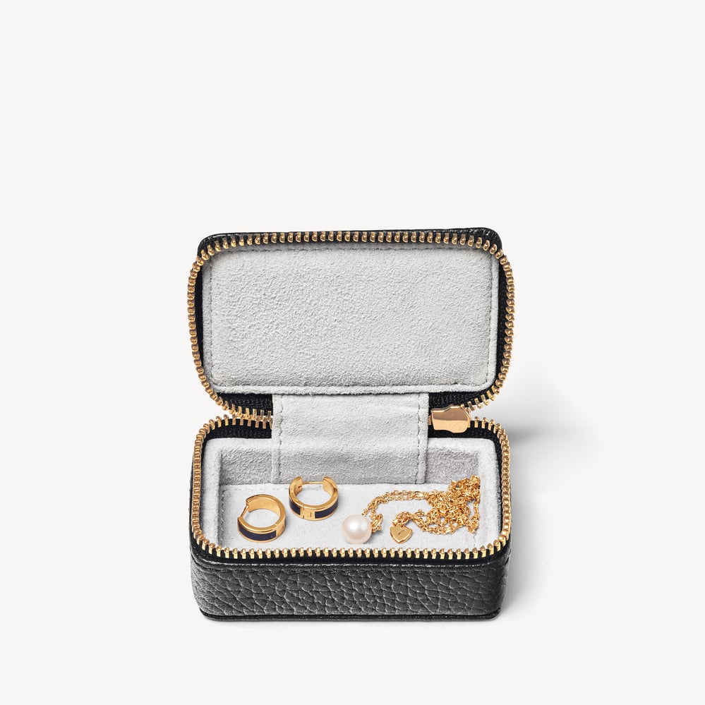 Small Travel Jewellery Case Black Pebble