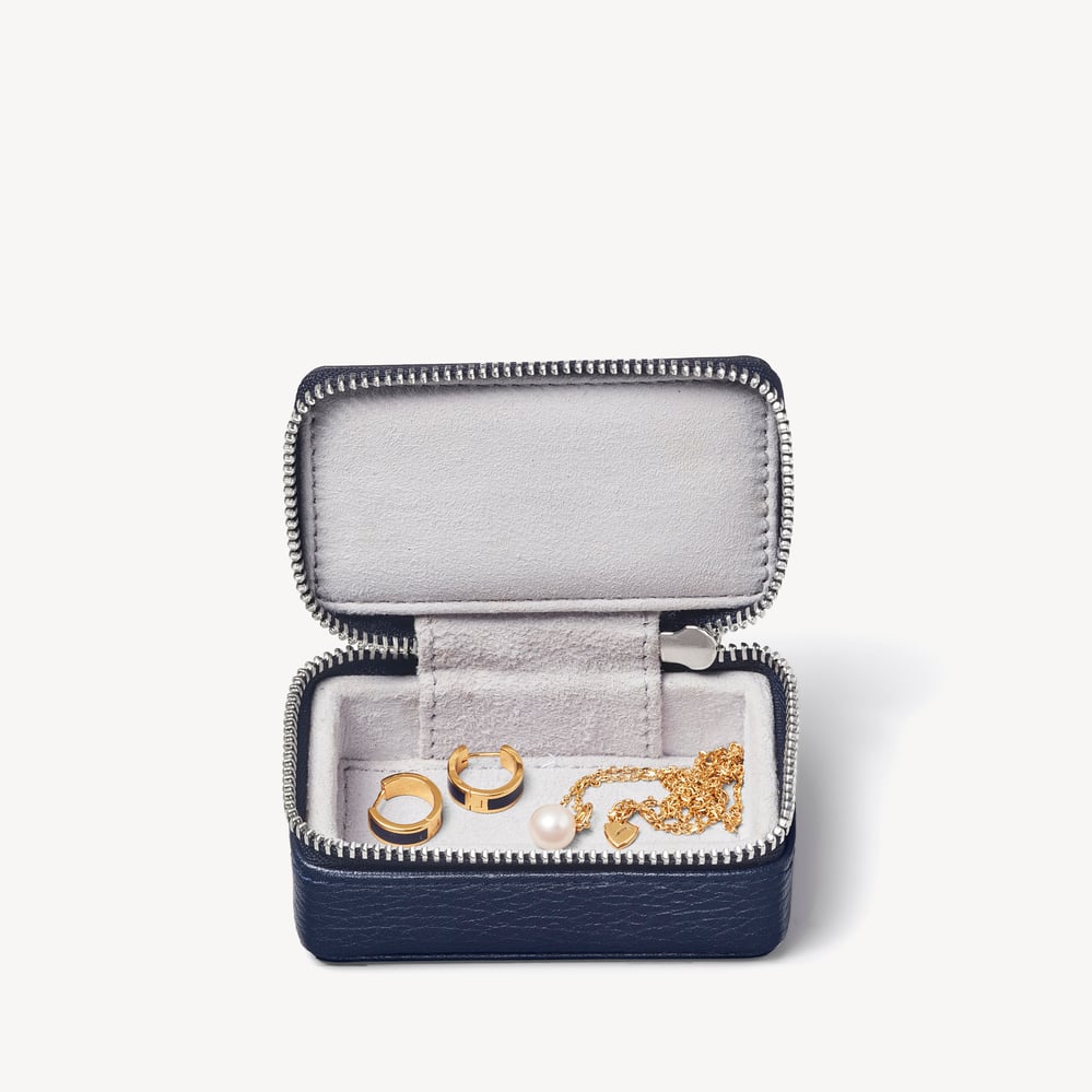 Small Travel Jewellery Case Navy Pebble
