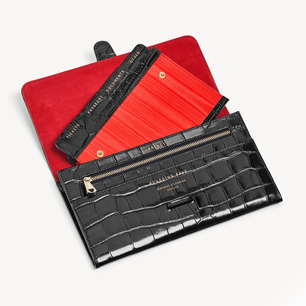 Travel Wallet Deep Shine Black Croc