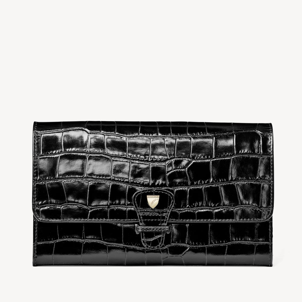 Travel Wallet Deep Shine Black Croc