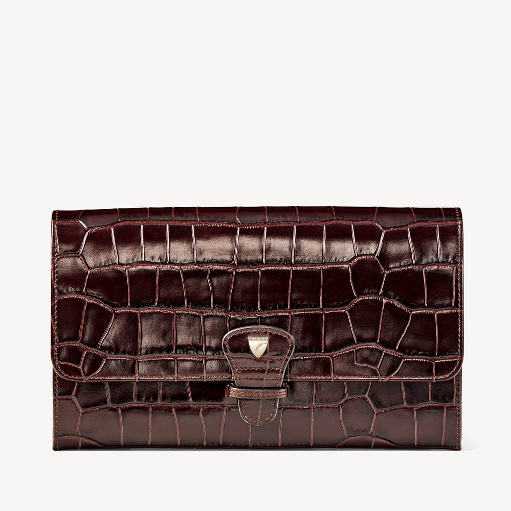 Travel Wallet Deep Shine Amazon Brown Croc