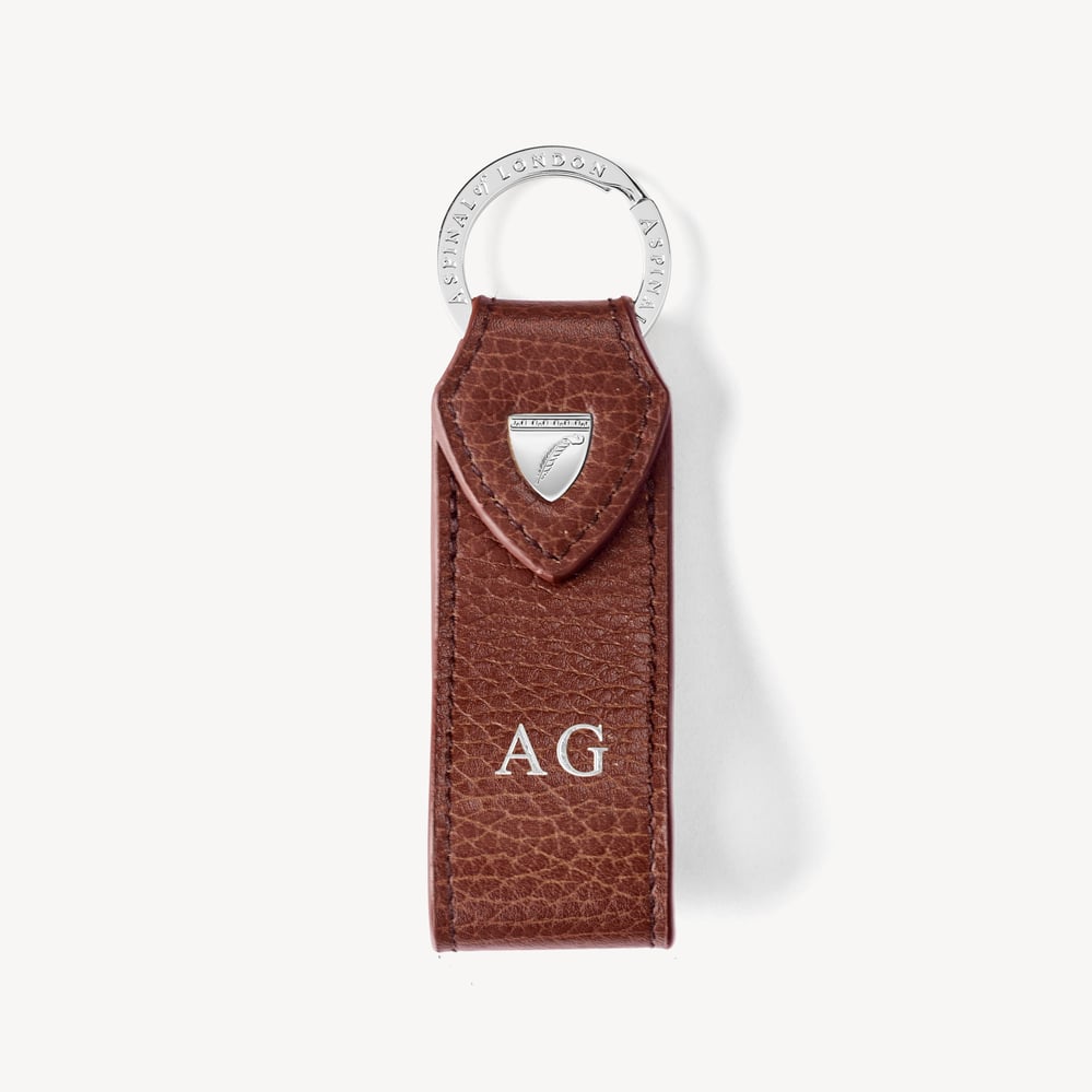 Small Leather Loop Keyring Tobacco Pebble