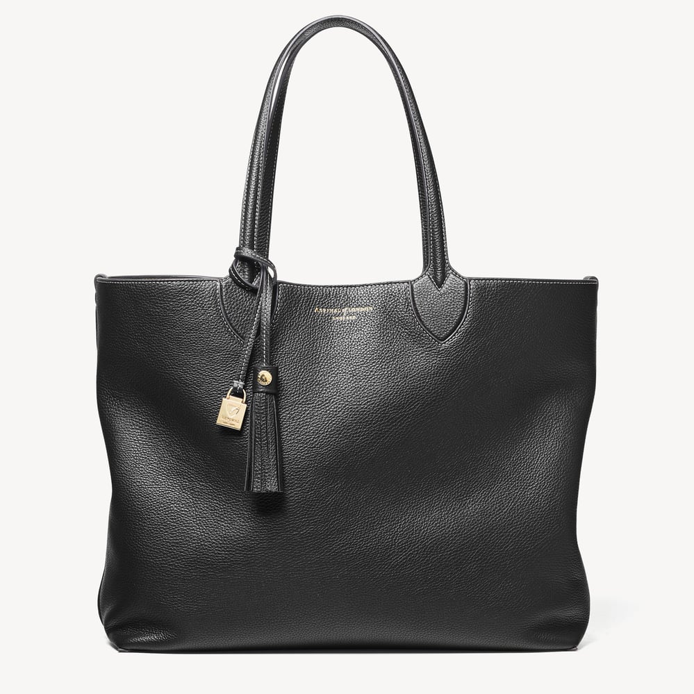 Hudson Tote Black Milled Pebble