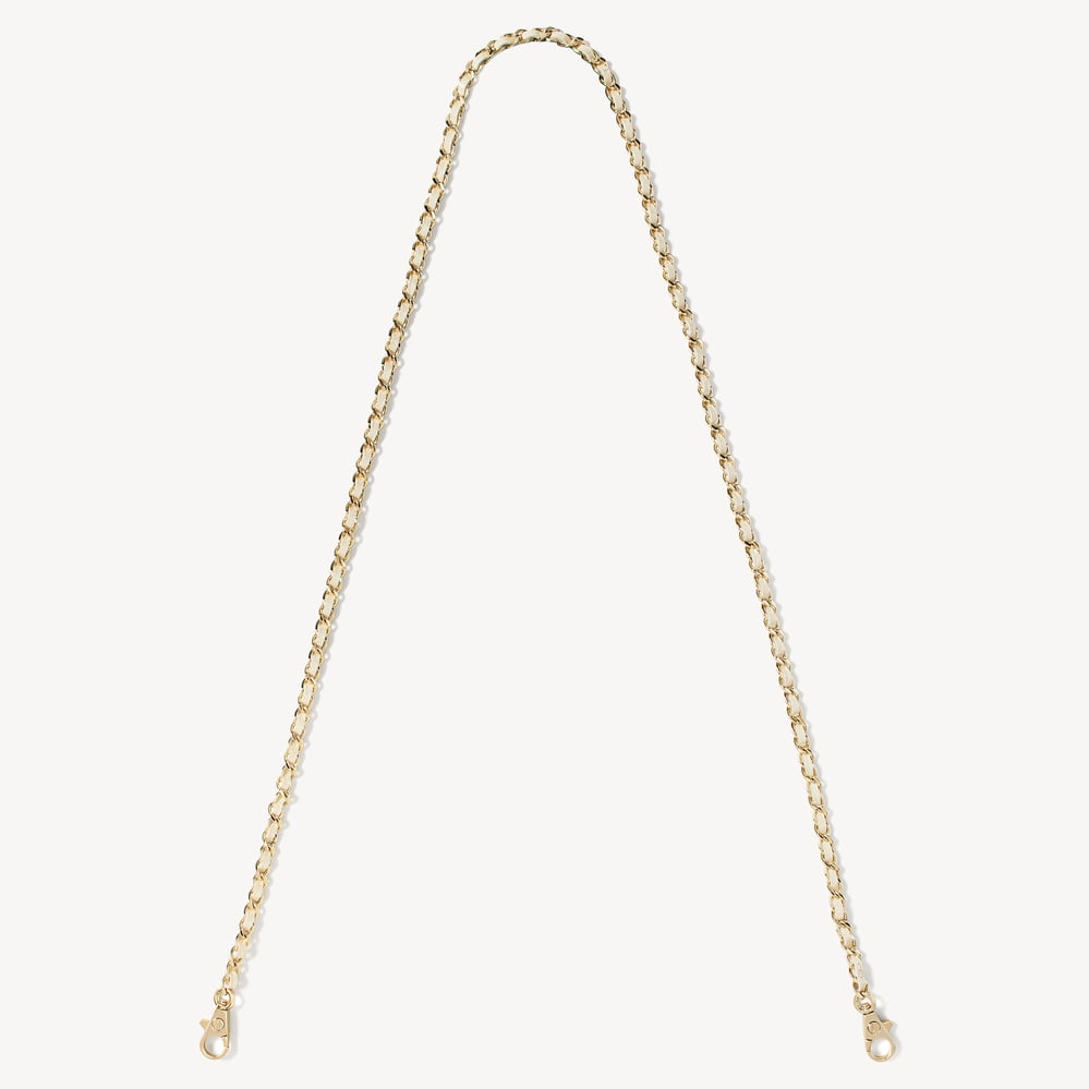 Leather Weave & Chain Strap Ivory Patent Croc