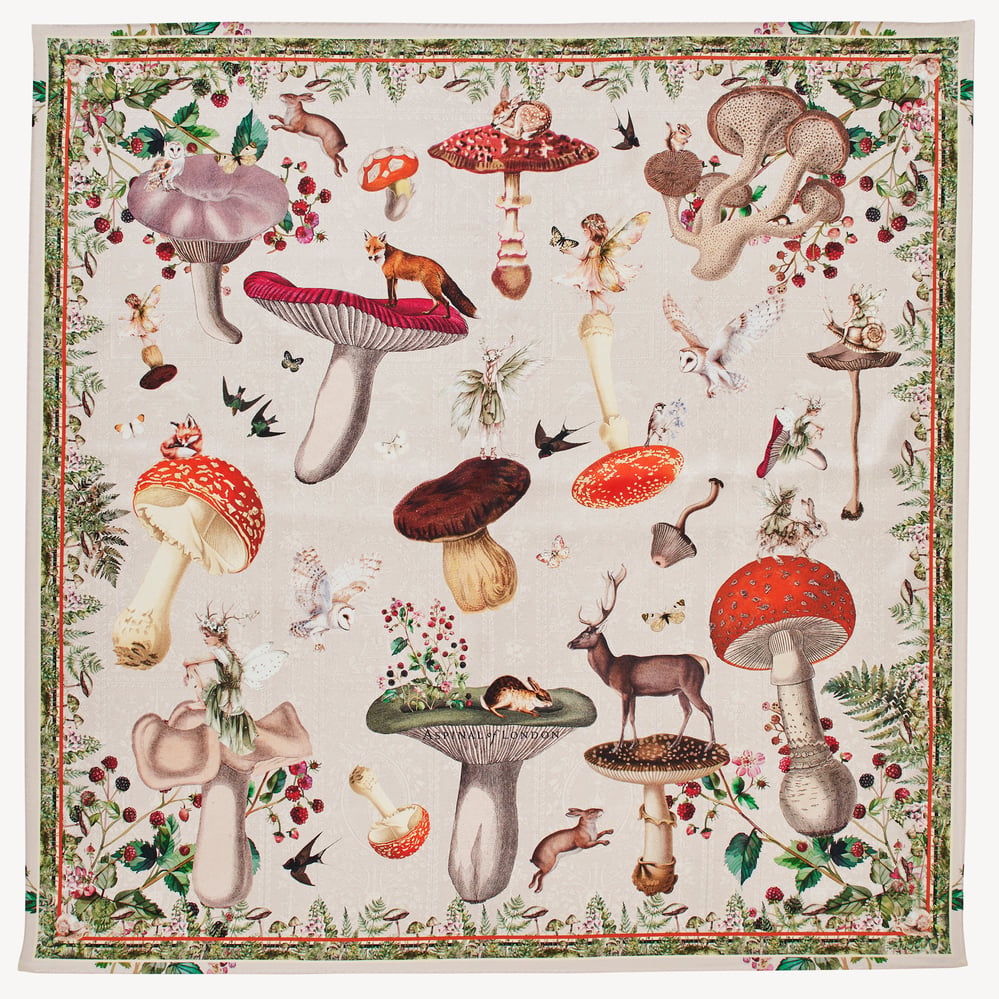 Enchanted Garden Silk Scarf Ivory Pure Silk