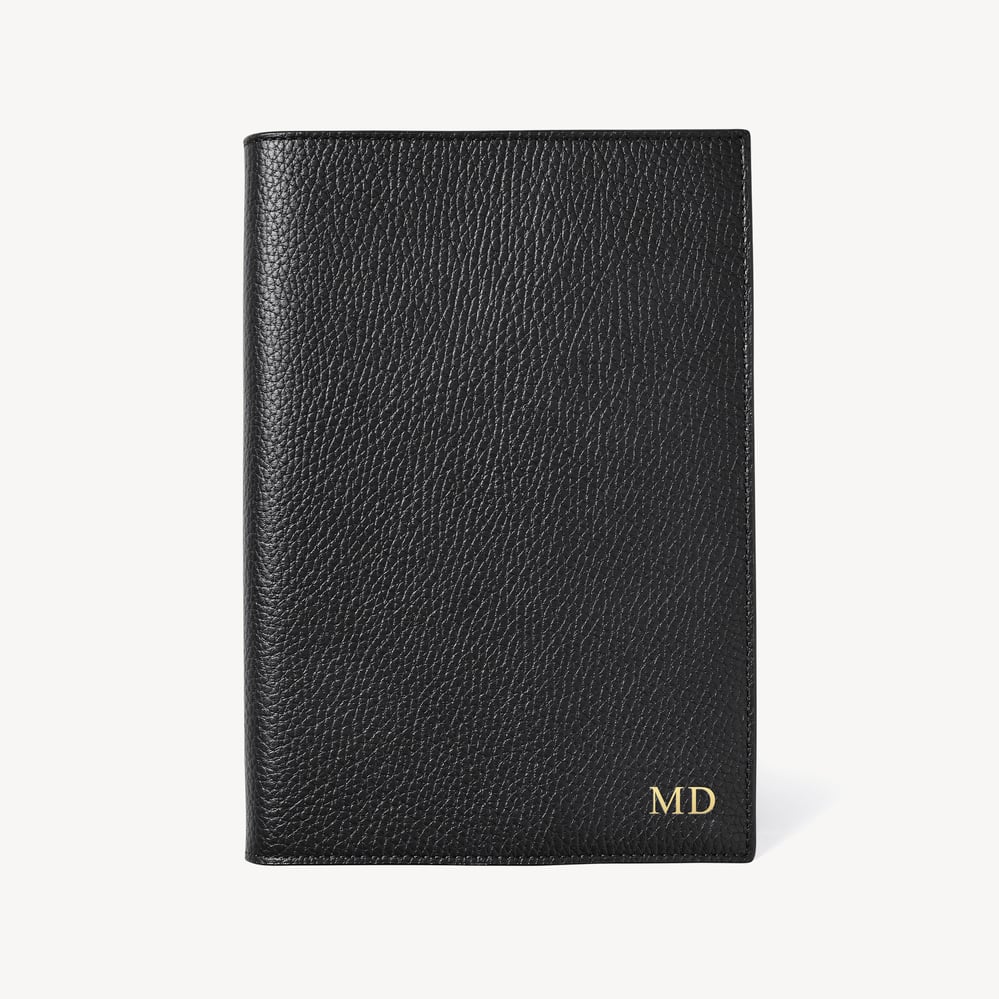 A5 Refillable Luxury Journal Black Pebble with Soft Suede Lining