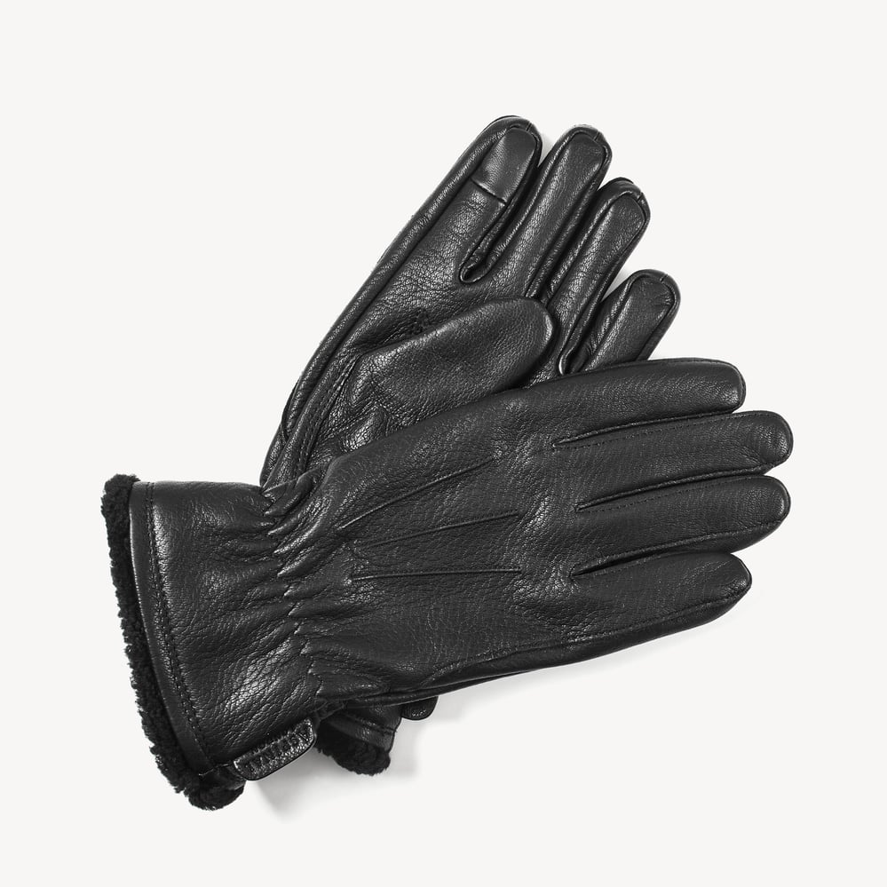 Men's Deerskin Leather Gloves Black Deerskin