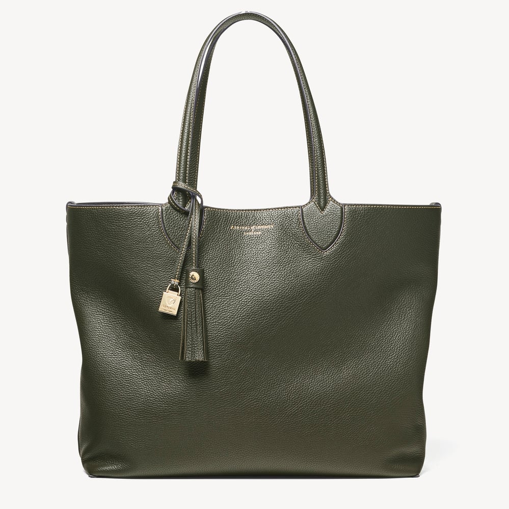 Hudson Tote Forest Green Milled Pebble