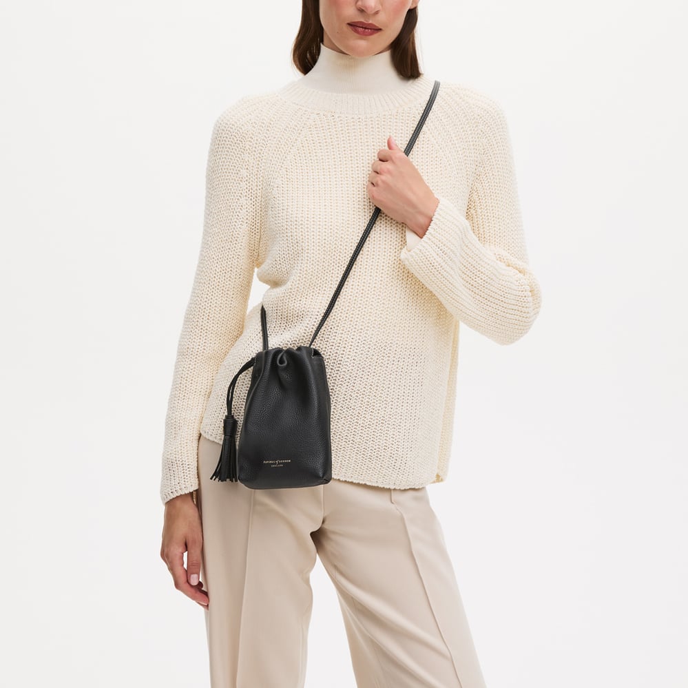 Soho Crossbody Pouch Black Milled Pebble