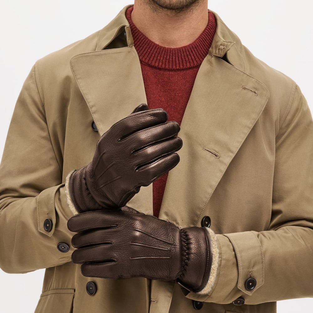 Men's Deerskin Leather Gloves Chocolate Deerskin