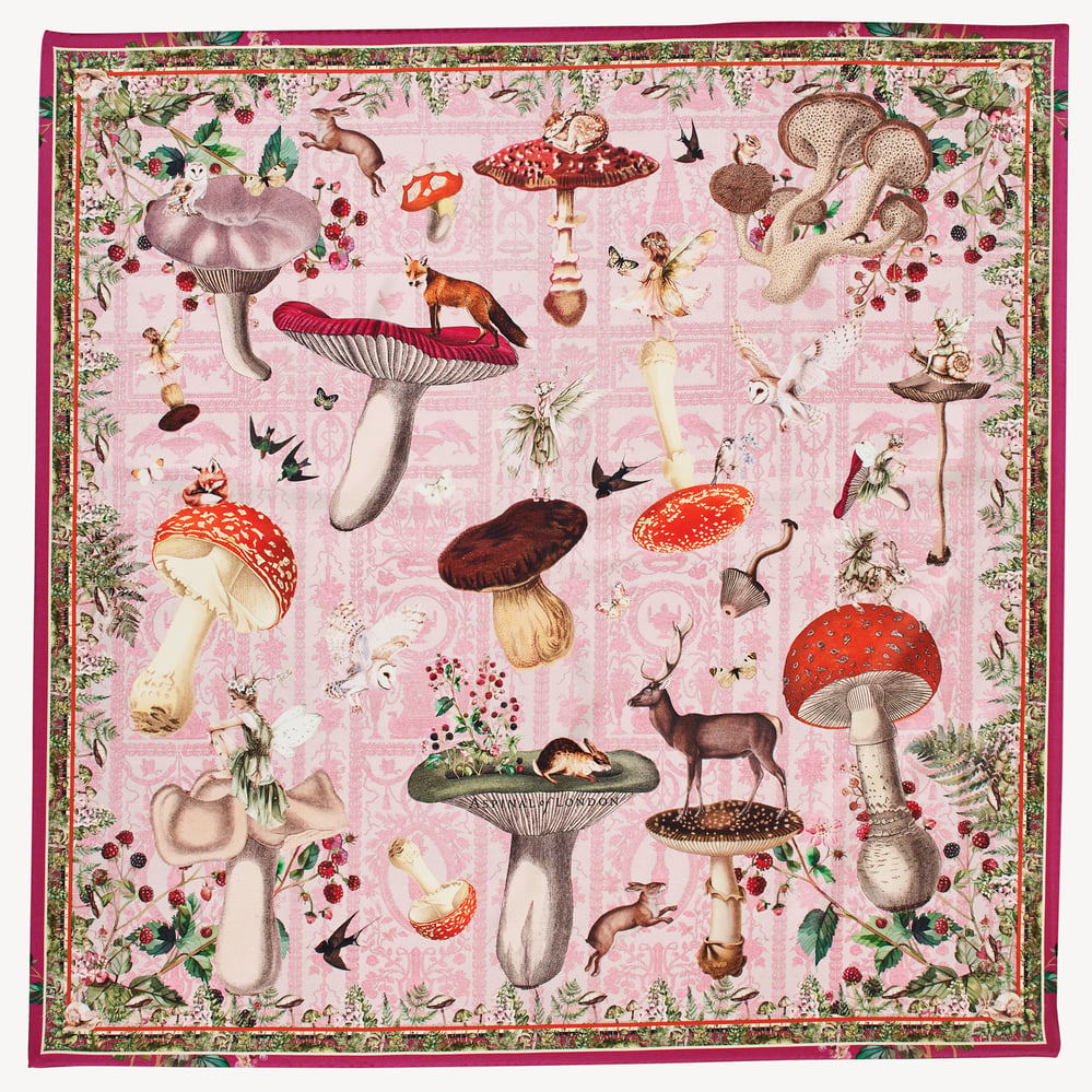 Enchanted Garden Silk Scarf Pale Pink Pure Silk
