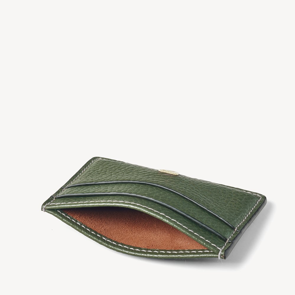 Slim Credit Card Holder Racing Green Pebble