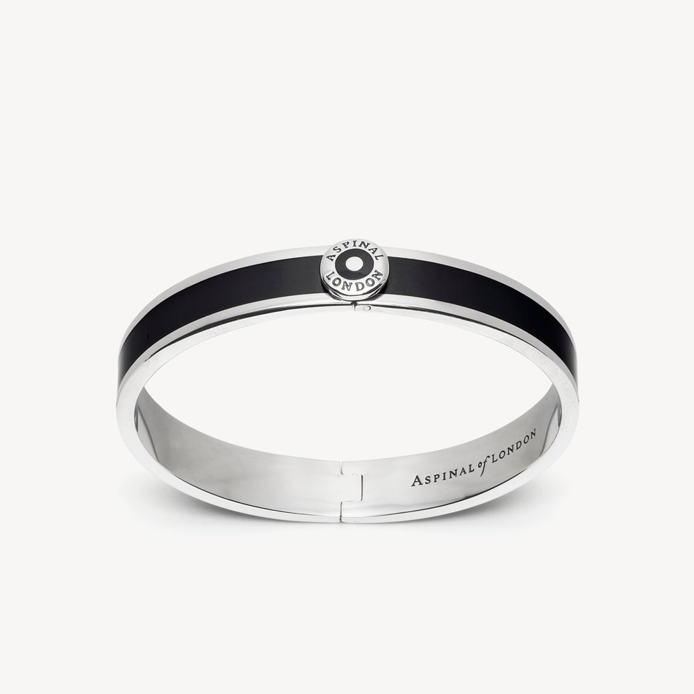Enamel Bangle Black Enamel & Palladium Silver Plated