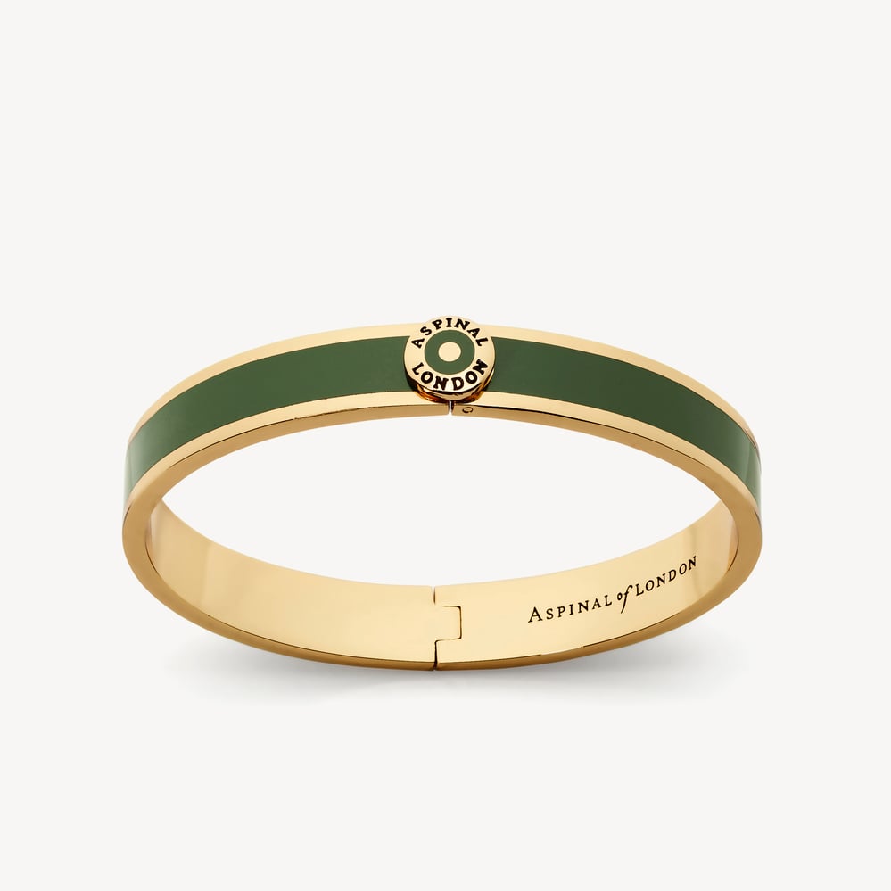 Enamel Bangle Racing Green Enamel & 18ct Gold Plated