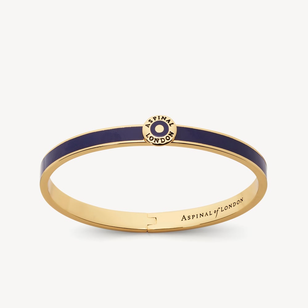 Thin Enamel Bangle Navy Enamel & 18ct Gold Plated