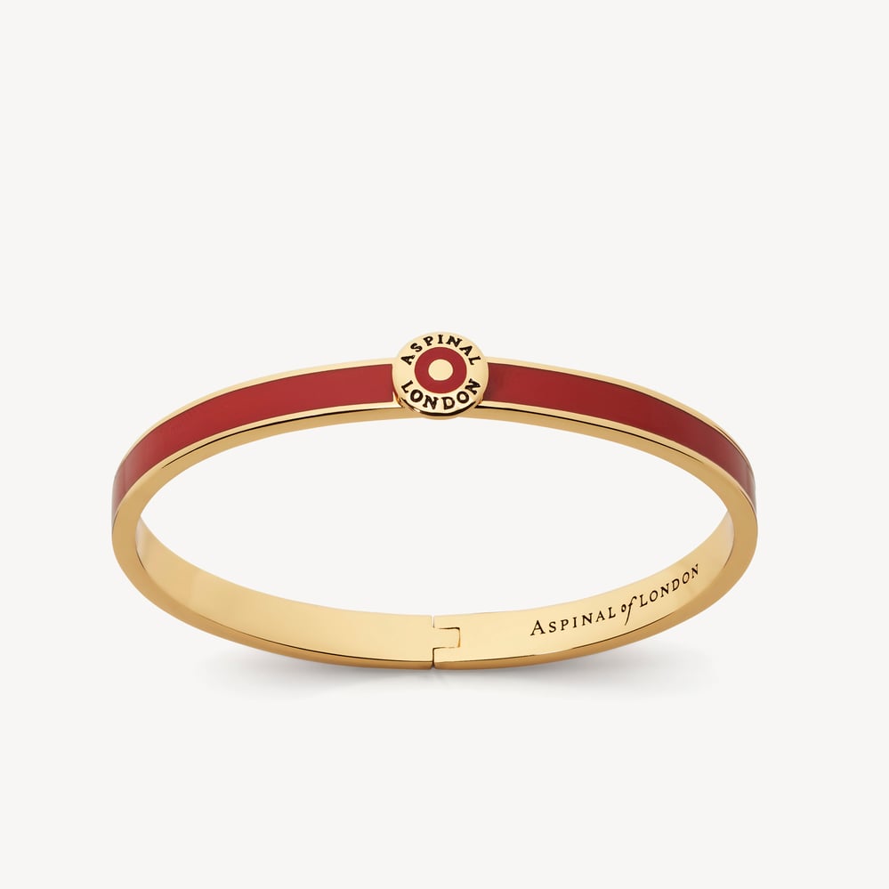 Thin Enamel Bangle Cardinal Red Enamel & 18ct Gold Plated