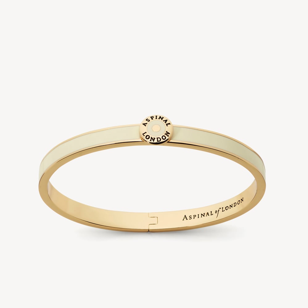 Thin Enamel Bangle Ivory Enamel & 18ct Gold Plated