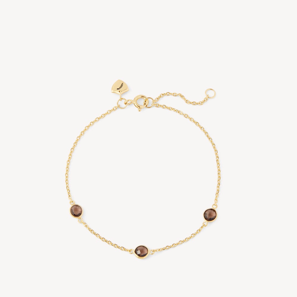 Gemstone Bracelet Smoky Quartz & 18ct Gold Vermeil