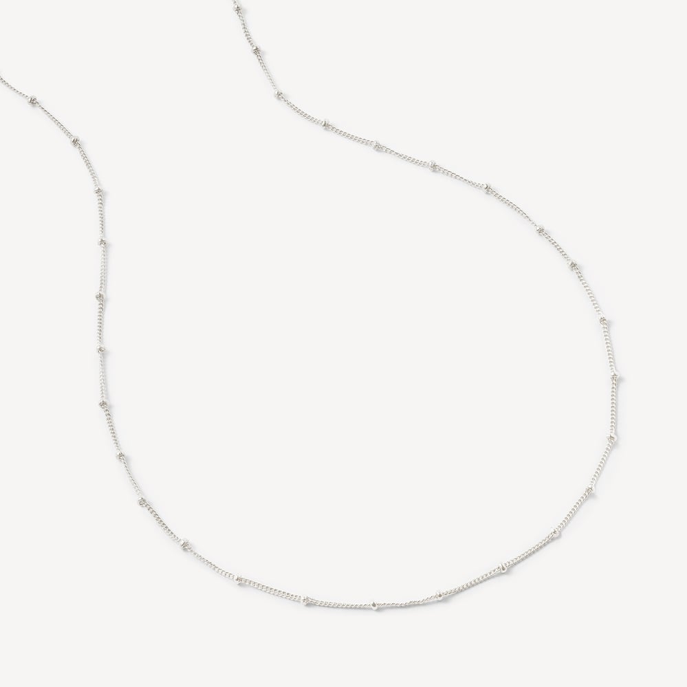 16-inch Beaded Necklace Sterling Silver 925