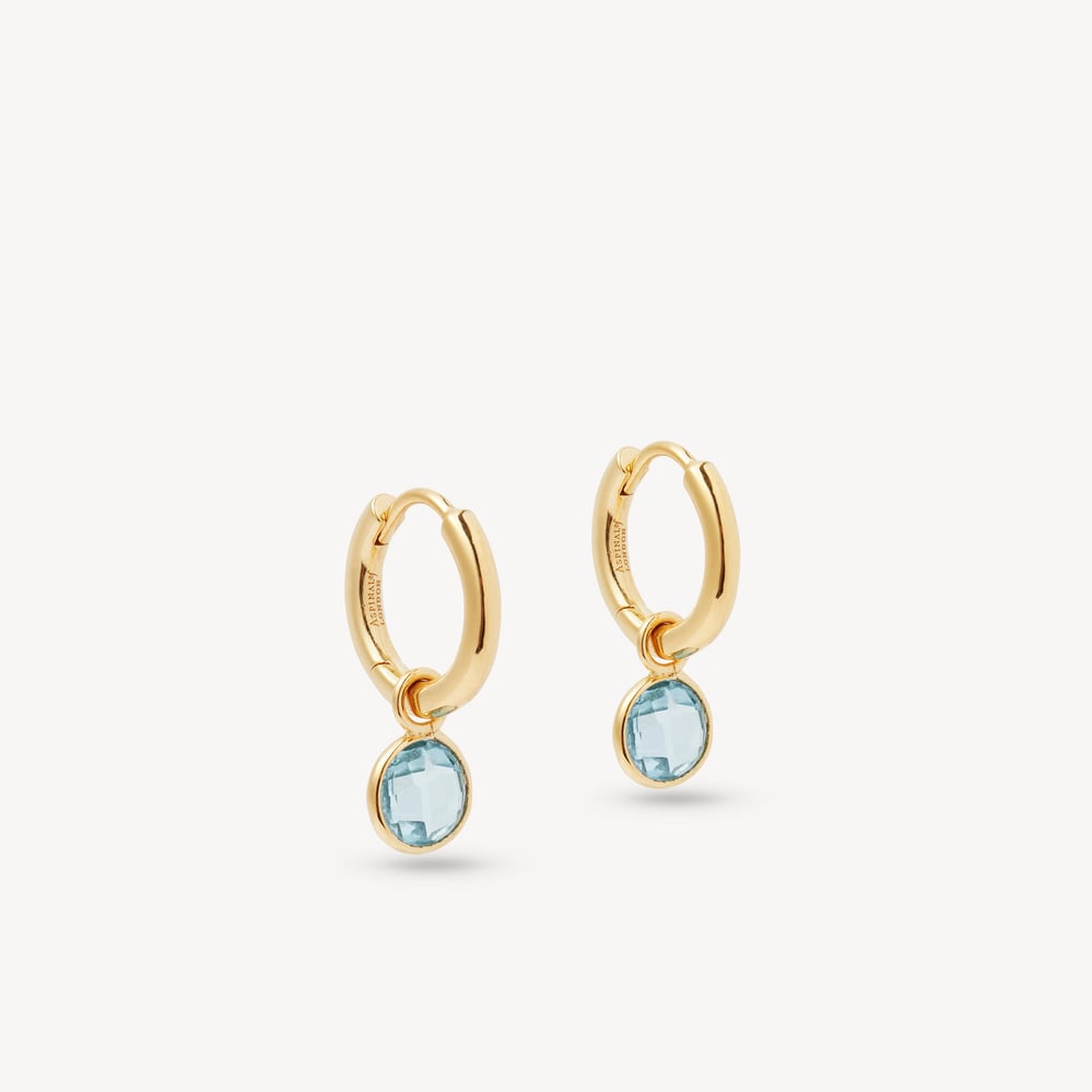 Gemstone Huggie Earrings Swiss Blue Topaz & 18ct Gold Vermeil