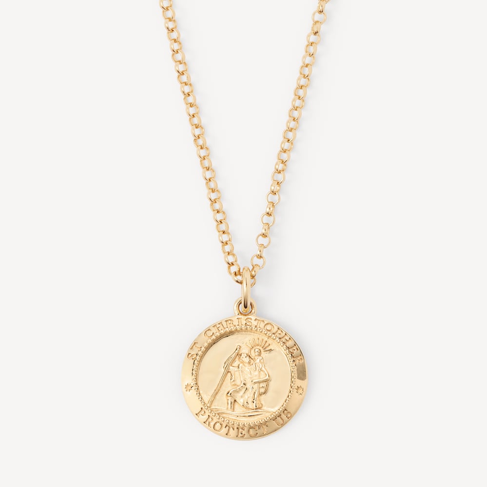 St Christopher Charm Necklace 18ct Gold Vermeil