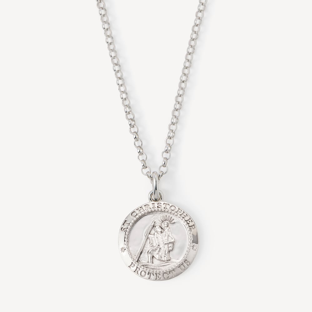 St Christopher Charm Necklace Sterling Silver 925