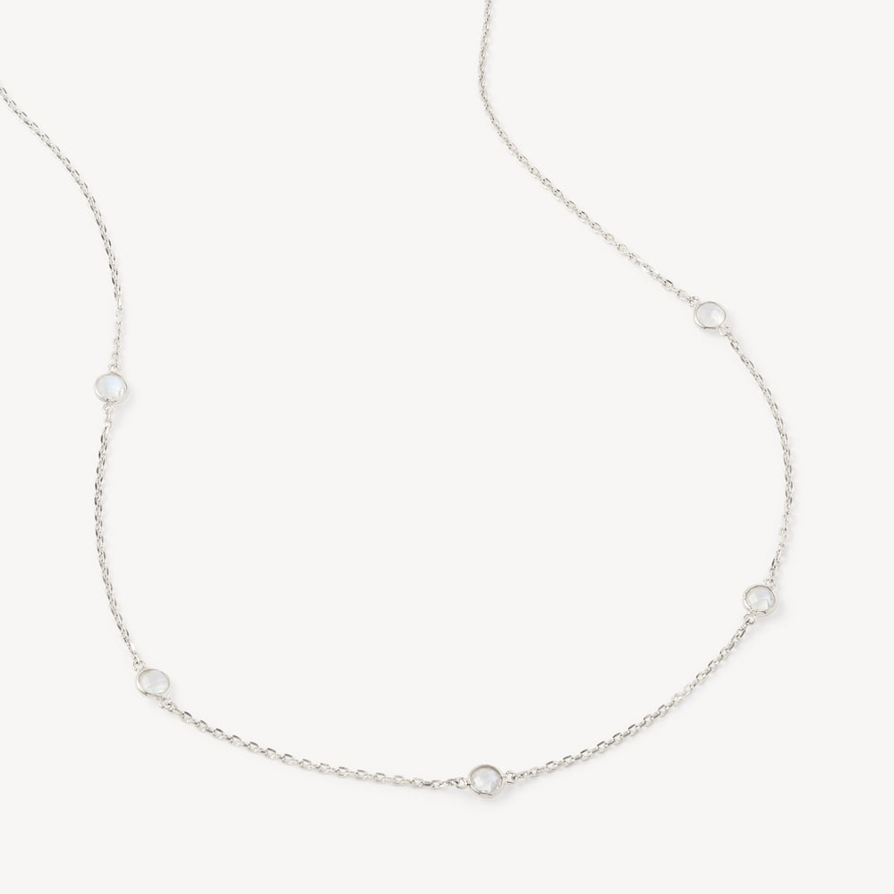 Gemstone Necklace Rainbow Moonstone & Sterling Silver 925