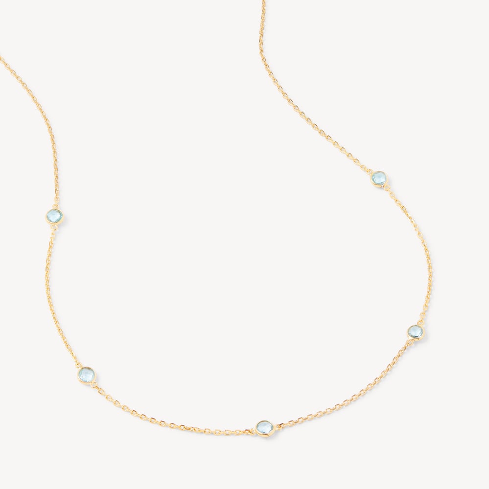 Gemstone Necklace Swiss Blue Topaz & 18ct Gold Vermeil