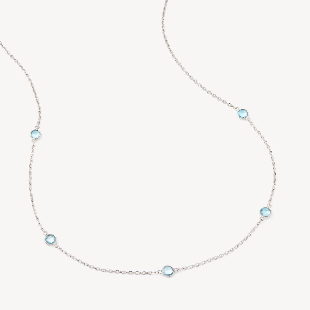 Gemstone Necklace Swiss Blue Topaz & Sterling Silver 925