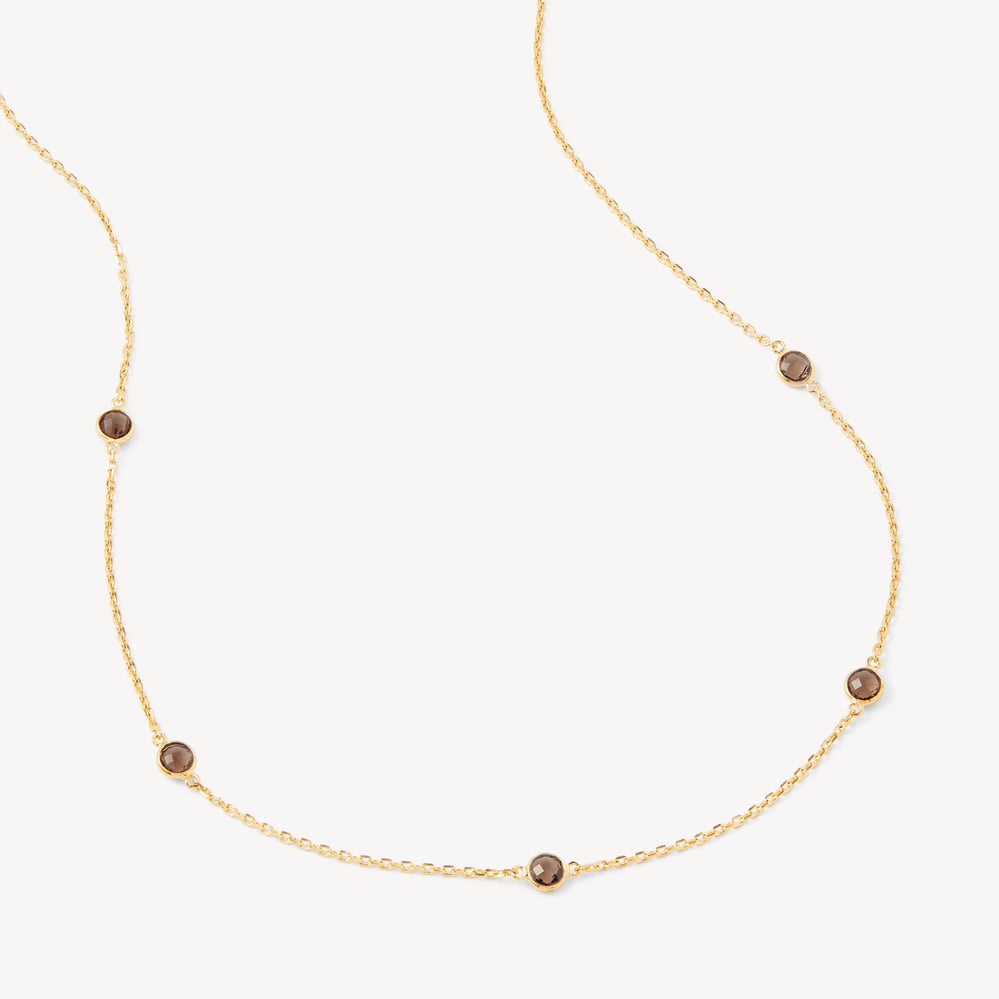 Gemstone Necklace Smoky Quartz & 18ct Gold Vermeil