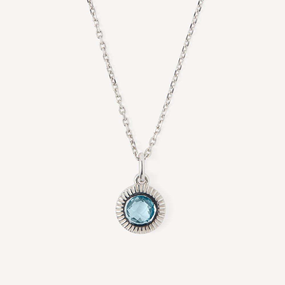 Gemstone Pendant Necklace Swiss Blue Topaz & Sterling Silver 925