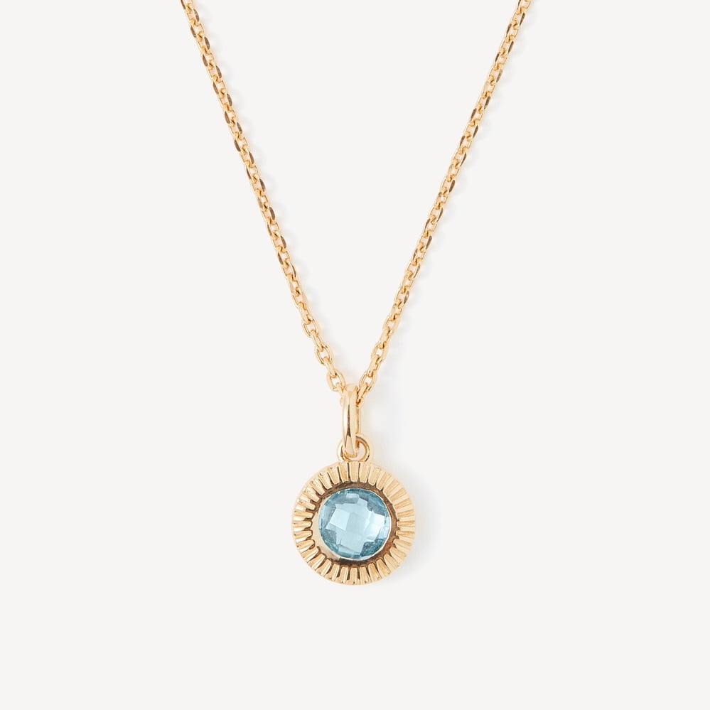 Gemstone Pendant Necklace Swiss Blue Topaz & 18ct Gold Vermeil