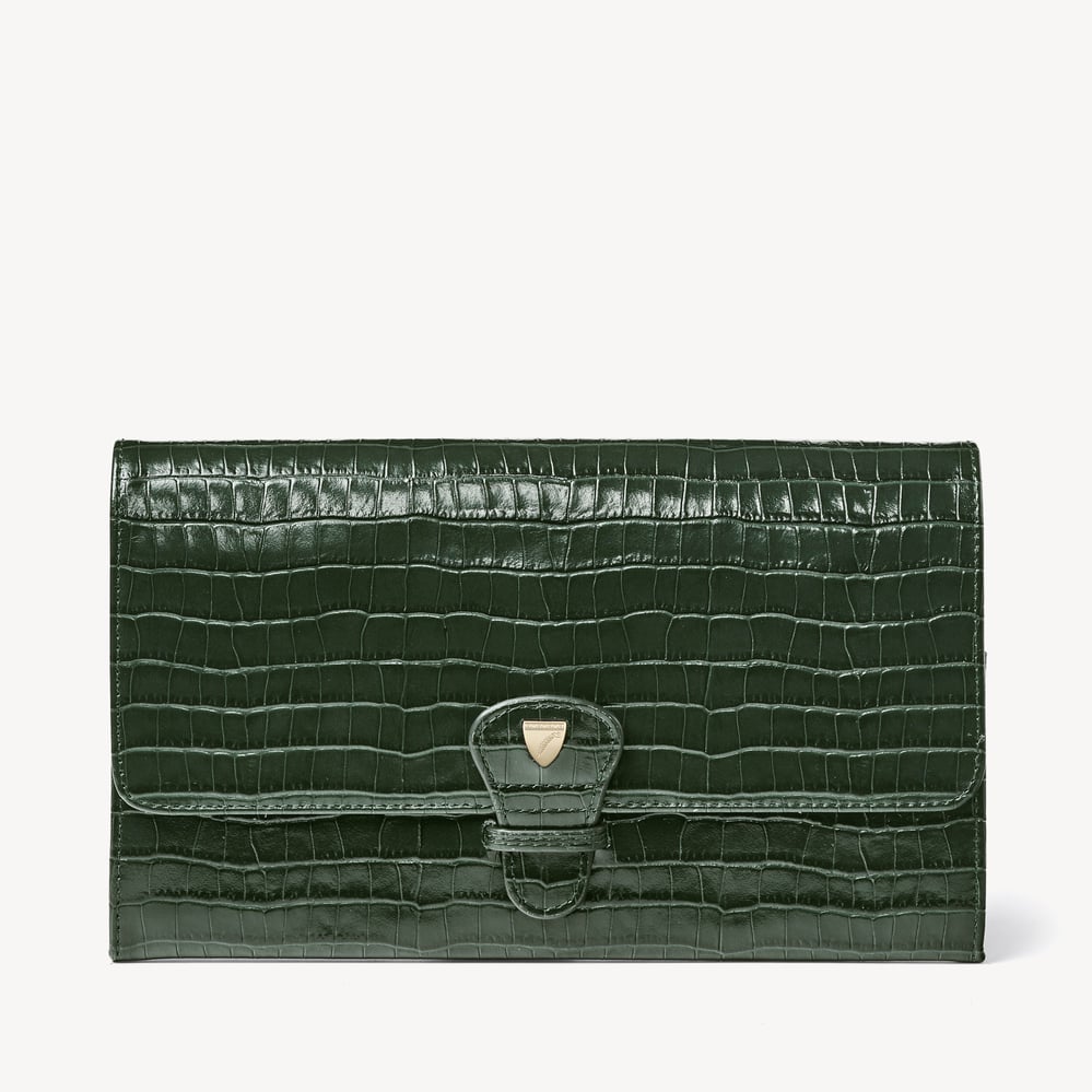 Travel Wallet Deep Shine Evergreen Small Croc
