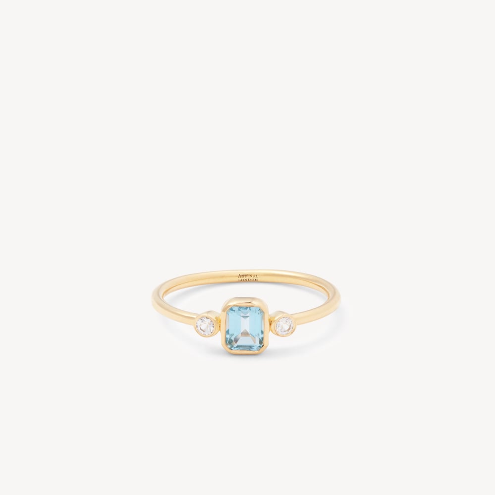 Gemstone Ring Swiss Blue Topaz & 18ct Gold Vermeil