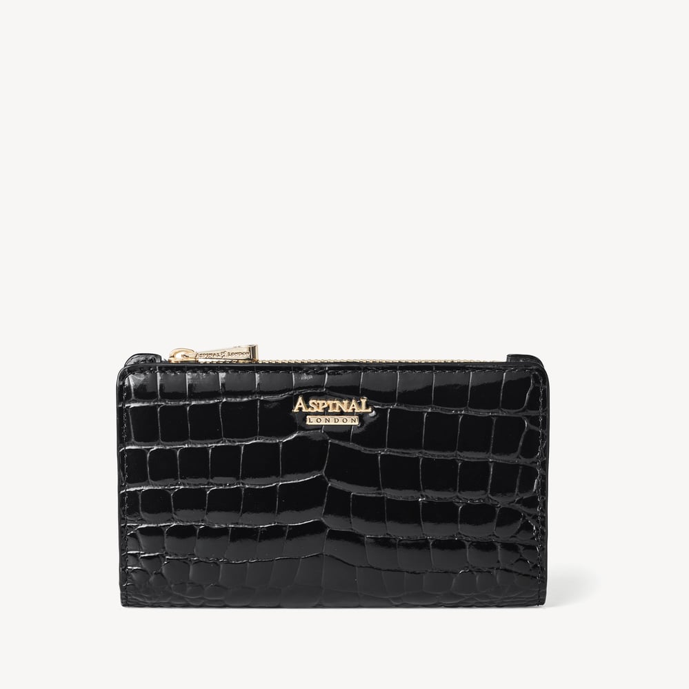Mayfair® Coin & Card Wallet Black Patent Croc