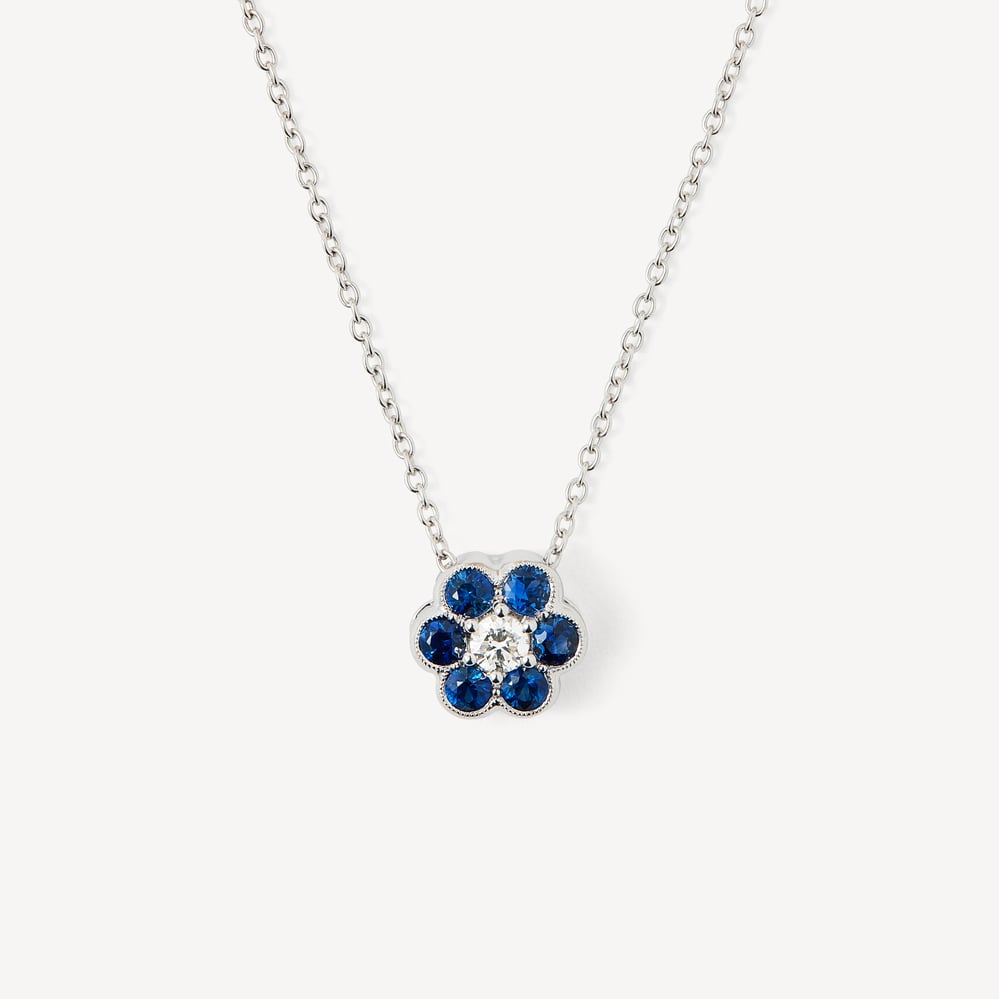 Athena Cluster Pendant Necklace 0.12ct Diamond
