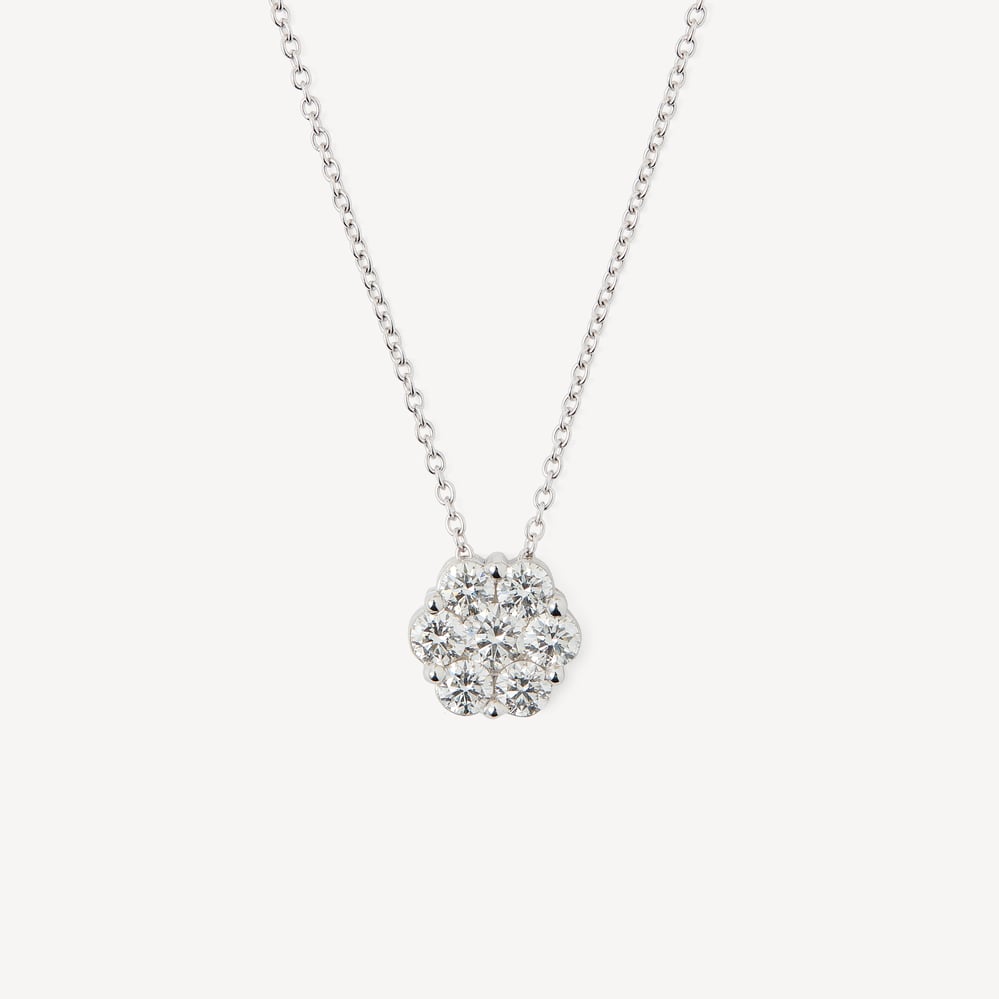 Monaco Diamond Cluster Pendant Necklace 1.0ct Diamond