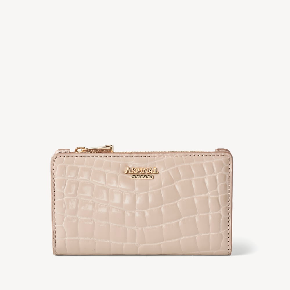 Mayfair® Coin & Card Wallet Soft Taupe Patent Croc