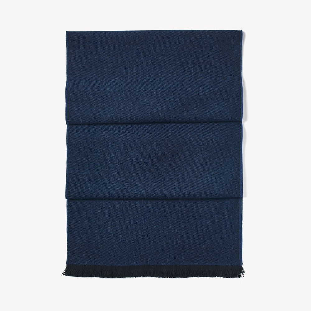 Reversible Merino Wool Scarf Navy & Grey