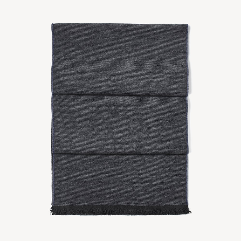 Reversible Merino Wool Scarf Navy & Grey