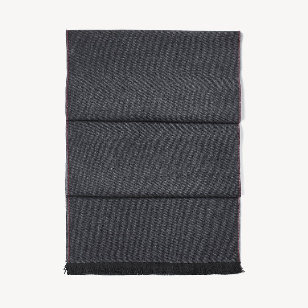 Reversible Merino Wool Scarf Merlot & Grey