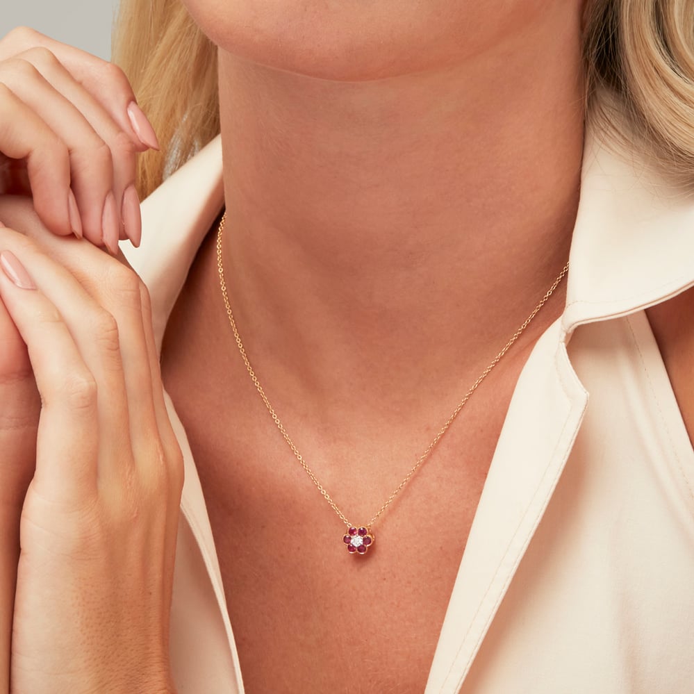 Athena Cluster Pendant Necklace 0.12ct Diamond